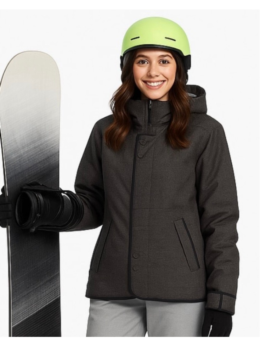 Burton Women’s Jet Set Insulated Snowboard Ski Jacket Gray Black Plaid Size L